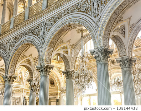 The luxurious interiors of the Pavilion Hall at the Hermitage Museum in St. Petersburg, Russia. 138144438
