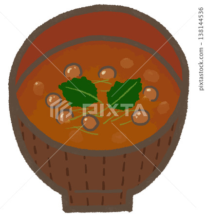 Nameko mushroom miso soup, red miso soup, simple and cute stylized illustration (Lifestyle Series) Nameko mushroom miso soup, red miso soup, simple and cute stylized illustration (Lifestyle Series) 138144536