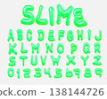 3d style vector of neon green slime alphabet and numbers on white background 138144726