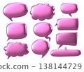 3d style of pink glossy metallic speech bubbles vector set on white background 138144729