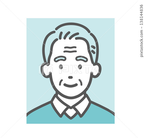 Illustration of a senior male in a passport-style photo (face photo) (for identity verification/profile picture) Illustration of a senior male in a passport-style photo (face photo) (for identity verification/profile picture) 138144836