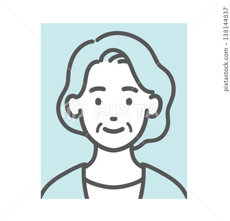 Illustration of a senior woman in a passport-style photo (face photo) (for identity verification/profile picture) Illustration of a senior woman in a passport-style photo (face photo) (for identity verification/profile picture) 138144837