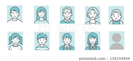 ID photo (face photo) illustration - all-ages icon set (for identity verification/profile picture) ID photo (face photo) illustration - all-ages icon set (for identity verification/profile picture) 138144844