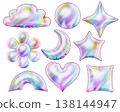 3d style vector of glossy metalic  hologram inflated balloon elements for celebration, party, greeting and decoration on white background 138144947