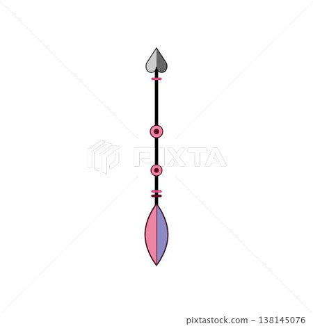 Boho arrow minimal design with feather and beads 138145076