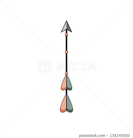 Boho style arrow pointing up with heart feathers 138145083