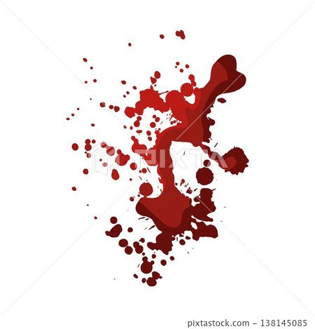 Red blood splatter with dripping messy stains graphic 138145085