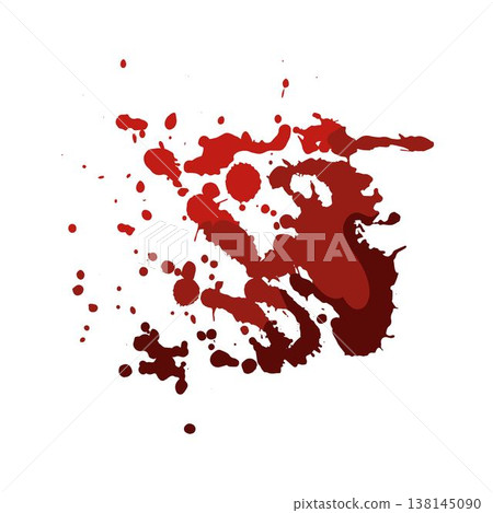 Red blood splatter with dripping stains and drops 138145090