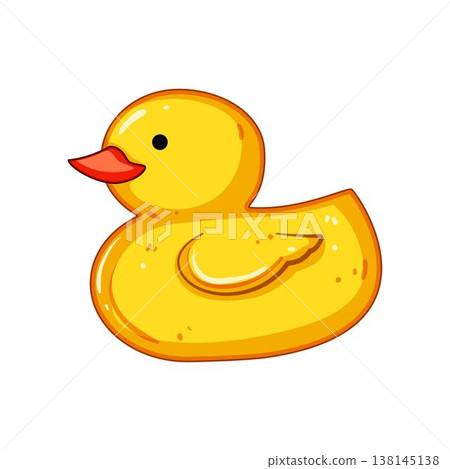 Yellow rubber duck bath toy cartoon illustration 138145138