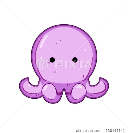 Cartoon purple octopus character illustration on white background Cartoon purple octopus character illustration on white background 138145141