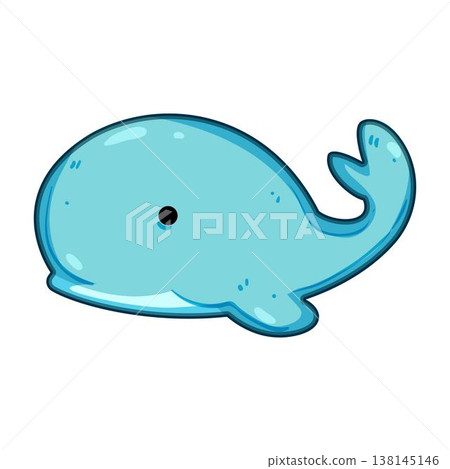 Blue cartoon whale drawing representing a bath toy 138145146