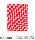 Abstract geometric pattern creating optical illusion with red squares 138145172