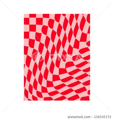 Abstract geometric pattern creating optical illusion with red squares Abstract geometric pattern creating optical illusion with red squares 138145172