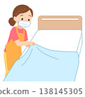Woman changing sheets (caregiver) 138145305