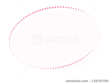 Oval frame and oval message space with a pastel pink dot pattern. 138145399