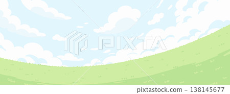 Gentle natural landscape banner background featuring a blue sky and grassland. Gentle natural landscape banner background featuring a blue sky and grassland. 138145677