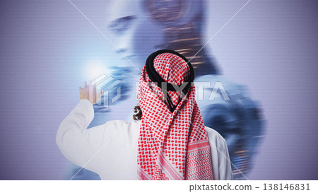 Exploring interaction between human and AI in a modern setting at a tech event 138146831