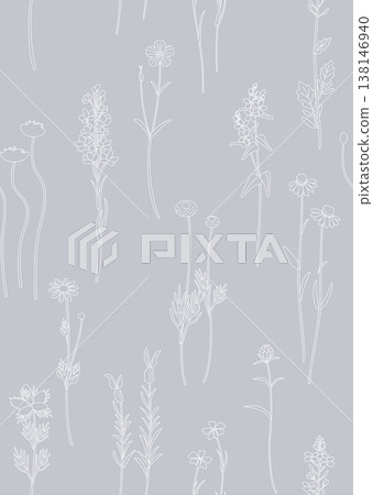 A seamless pattern of various natural and simple flowers and plants. 138146940