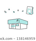 Simple icon illustration of a pharmacy building and medicine/prescriptions. 138146959