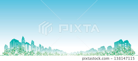 春意盎然的清新綠意和現代建築的輪廓。初夏的城市景觀,一幅環保的畫面。 春意盎然的清新綠意和現代建築的輪廓。初夏的城市景觀,一幅環保的畫面。 138147115