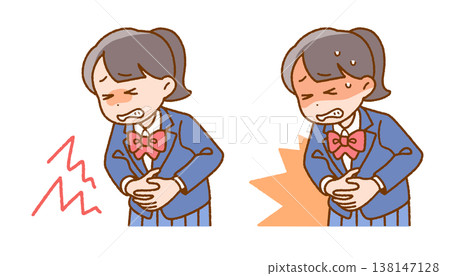 高中女生因胃痛臉漲得通紅 | 健康狀況不佳、經痛、壓力 138147128