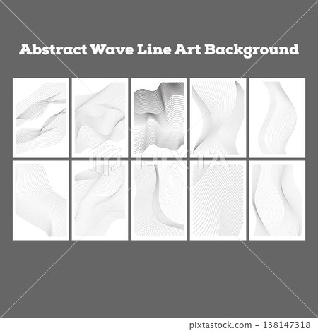 Abstract Wave Line Art Background Set, Minimal Fluid Curve Flow Line Design, Modern Topographic Organic Wave Art Print, Elegant Fine Line Background, Vector Illustration Abstract Wave Line Art Background Set, Minimal Fluid Curve Flow Line Design, Modern Topographic Organic Wave Art Print, Elegant Fine Line Background, Vector Illustration 138147318