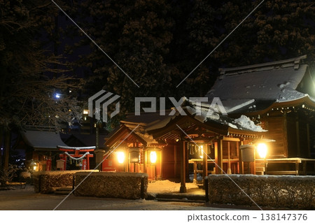 A shrine on a snowy night A shrine on a snowy night 138147376