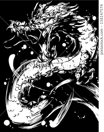 龍墨水畫插圖 138147574