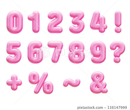 Pink 3D Balloon Numbers and Symbols Set 138147999