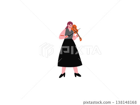 一位女子演奏小提琴的插圖 一位女子演奏小提琴的插圖 138148168
