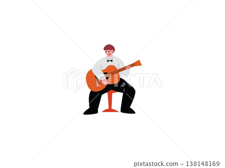 一個人彈吉他的插圖 一個人彈吉他的插圖 138148169