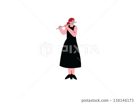 Illustration of a woman playing the flute 138148173