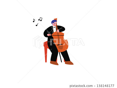Illustration of a man playing the cello 138148177