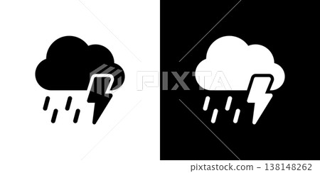 雲和閃電圖示 天氣 雨 暴風雨 138148262