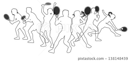 Silhouette Tennis Players Silhouettes Concept Silhouette Tennis Players Silhouettes Concept 138148439