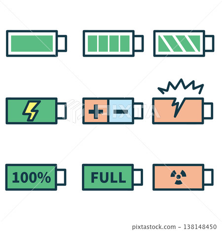 Battery icon set Battery icon set 138148450