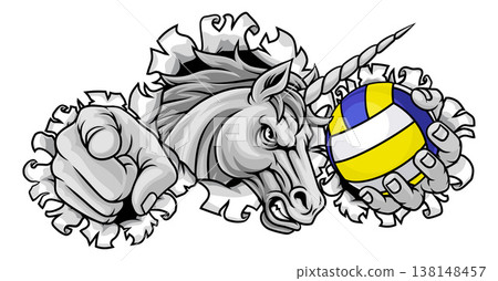Unicorn Horse Volleyball Sports Team Mascot Unicorn Horse Volleyball Sports Team Mascot 138148457