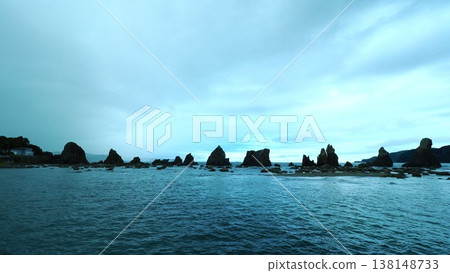 A scenic spot with strangely shaped rocks at dusk A scenic spot with strangely shaped rocks at dusk 138148733