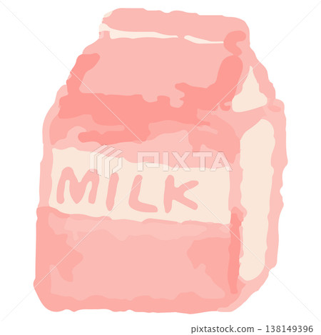 牛奶盒圖標（學校午餐/食品教育）水彩風格的溫暖感：幼兒園網站向量圖標 138149396