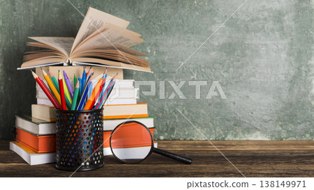 Back to school books stack pencils Back to school books stack pencils 138149971