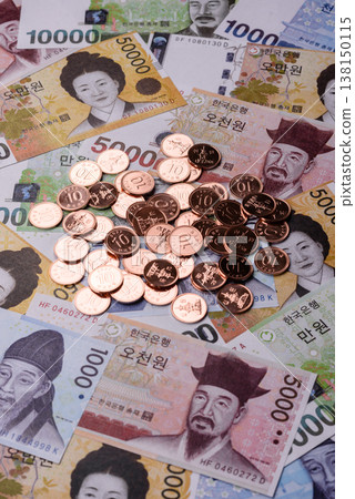 Korea, Korean cash bills, and the won currency for exchange and financial transactions. Korean won Korea, Korean cash bills, and the won currency for exchange and financial transactions. Korean won 138150115