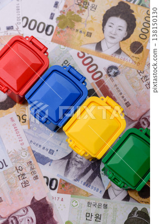 Bins for garbage, a conceptual background for selective and recycling waste disposal. Bins for trash Bins for garbage, a conceptual background for selective and recycling waste disposal. Bins for trash 138150130