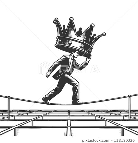 Businessman Carrying Heavy Crown Walking Path 138150326