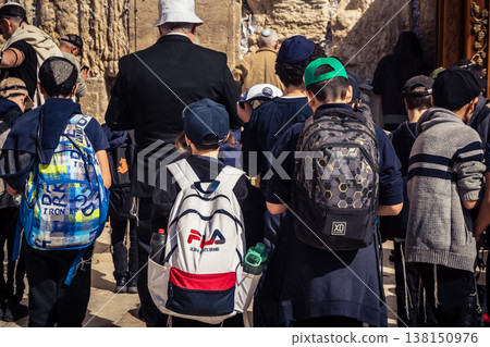 Children standing at the Western Wall plaza, Jerusalem Children standing at the Western Wall plaza, Jerusalem 138150976