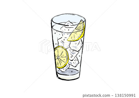 Lemon sour illustration, alcohol, drink, vector, brush pen color 138150991