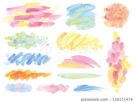 一組包含13種彩色水彩顏料的顏料塊，用於徒手繪畫。 138151474