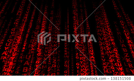 Red letters on a black background. Flow of information on the Internet. Red letters on a black background. Flow of information on the Internet. 138151508