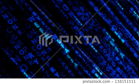 Set of letters on a blue background. Concept of transferring information on the Internet. 138151511