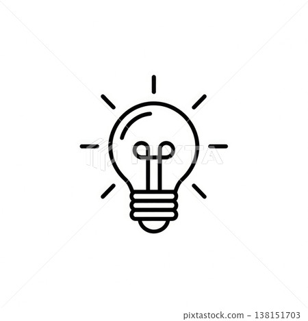 Minimal black line light bulb icon isolated on white background 138151703