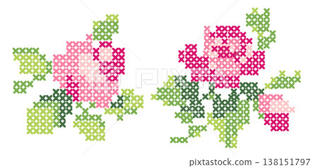 Luxury Baby Girl Cross Stitch Rose Embroidery Floral Element Elegant Pink Nursery Flower Premium Vector Luxury Baby Girl Cross Stitch Rose Embroidery Floral Element Elegant Pink Nursery Flower Premium Vector 138151797